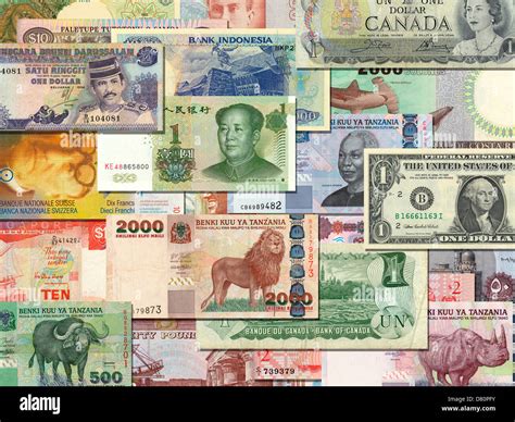 Banknotes From Different Countries Overlapping Each Other Stock Photo