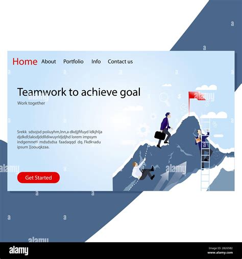 Teamwork To Achive Goal Landing Page Work Together For Success Vector