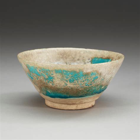 Bowl Pottery Turquoise Glaze Persia 13th Century Probably Kashan
