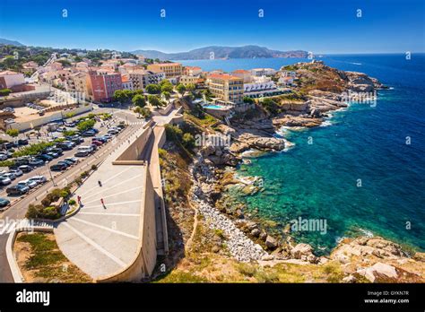 View To Beautiful Corsica Coastline And Historic Houses In Calvi Old