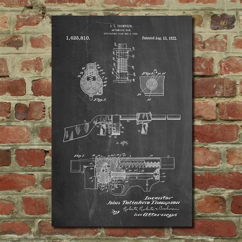 Thompson Submachine Gun Blueprint Gun Patent Prints Touch Of Modern