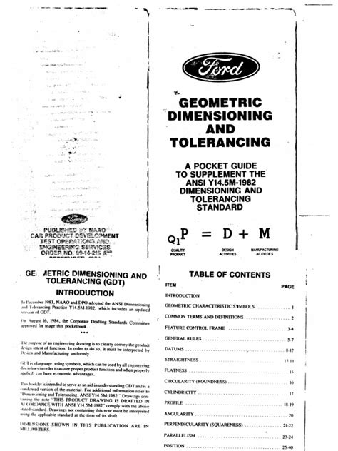 Ford Geometric Dimensioning And Tolerancing Pocket Guide Pdf