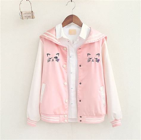 Pinkblue Kawaii Cat Jacket Coat Sp153090 Roupas Roupa Kawaii