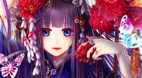 Download 1986x1100 Kimono Anime Girl Semi Realistic