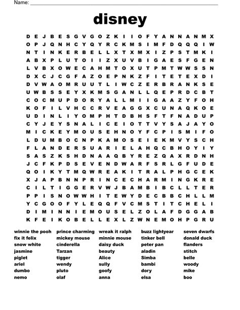 Printable Disney Word Search Cool2bkids Disney Movies Word Search