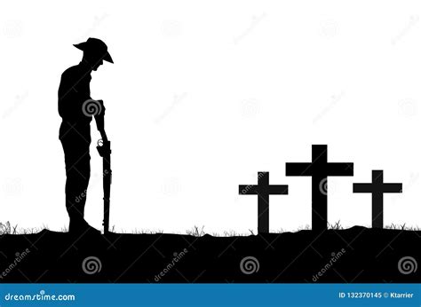 Anzac Soldier Silhouette At Dawn Royalty Free Stock Image