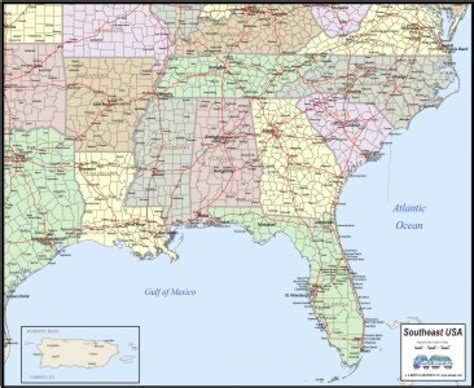 Printable Road Map Of Southeast United States Printab