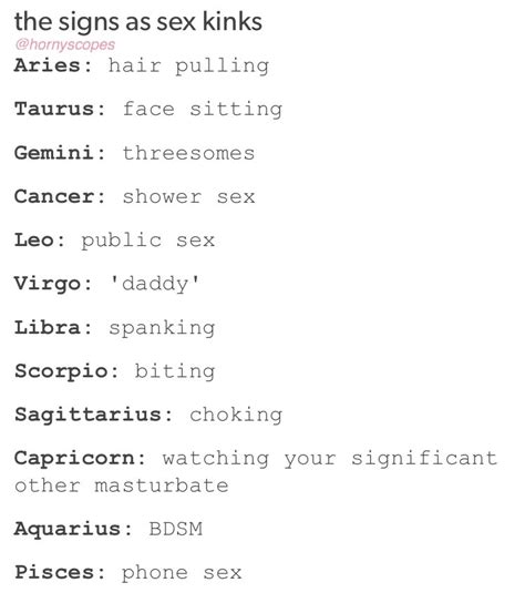 The Signs As Sex Kinks