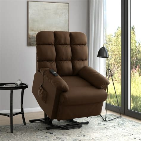 Homesvale Brown Microfiber Wall Hugger Recliner With Power Lift Chair