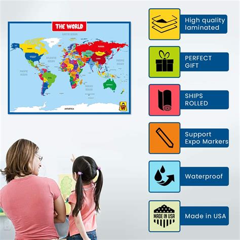 Buy World Map Posters Double Side Educational Poster For Kidsadults