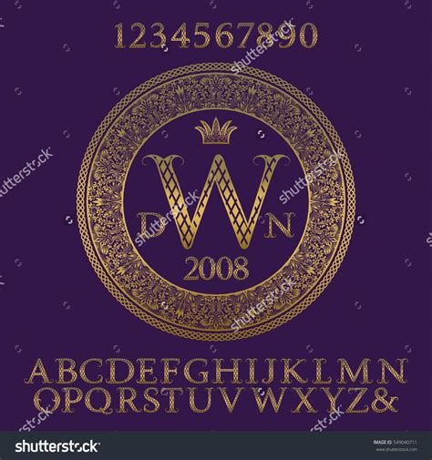 Patterned Gold Letters And Numbers With Initial Monogram Elegant