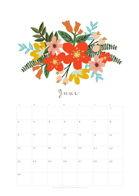Printable June 2019 Calendar Monthly Planner 2 Designs