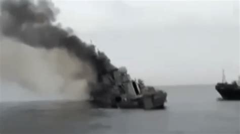 Video Appears To Show Russian Vessel Moskva Sinking In Black Sea Itv News