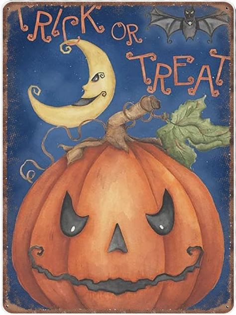 Dreacoss Happy Halloween Tin Signs Pumpkin Ghosts Retro