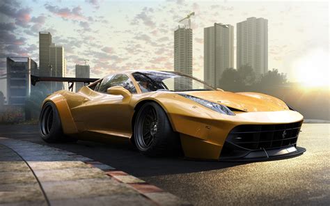 Ferrari 458 Italia Yellow Supercar Front View Wallpaper Cars