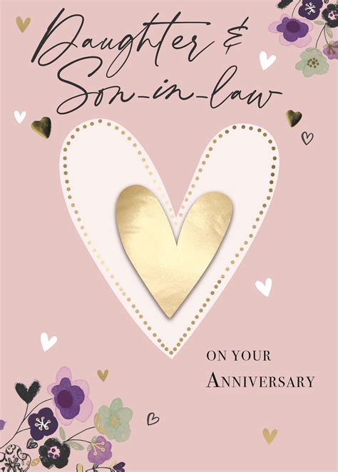 Daughter And Son In Law Embellished Anniversary Greeting Card Cards