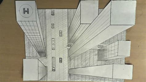 How To Draw One Point Perspective 3d Illusion High Rise Buildings