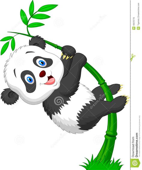 Royalty Free Stock Image Cute Panda Cartoon Climbing Bamboo Tree
