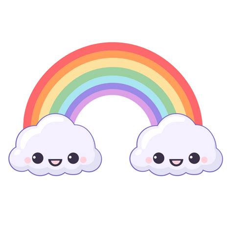 Rainbow And Cute Smiling Clouds Sticker Sticker Mania