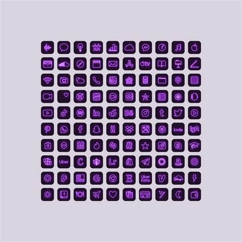 100 Purple Neon App Icons Neon Aesthetic Ios 14 Icons Iphone Etsy