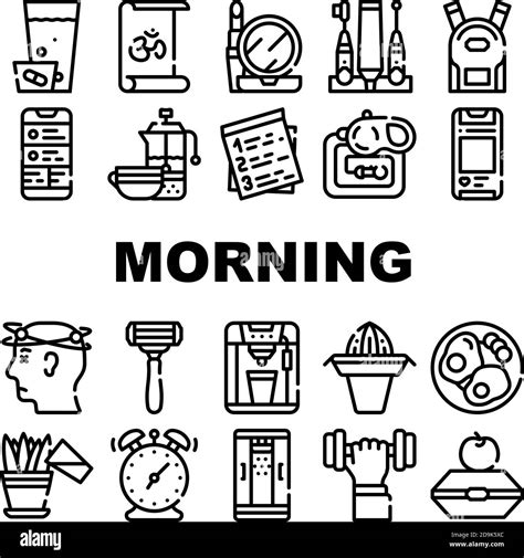 Morning Routine Daily Collection Icons Set Vector Stock Vector Image
