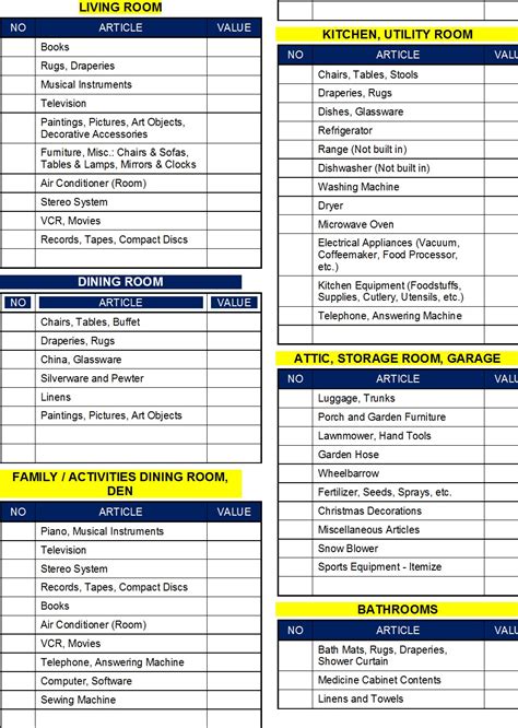 Household Inventory List Template Word Templates Hot Sex Picture