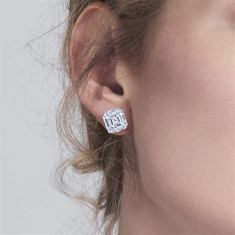 Asscher Cut Diamond Stud Earrings In Platinum Kwiat
