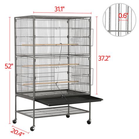 Smilemart Metal 52 Large Rolling Bird Cage With 3 Perches And 4