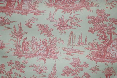 Soft Green And Pink Toile Fabric Fabric By The Yard