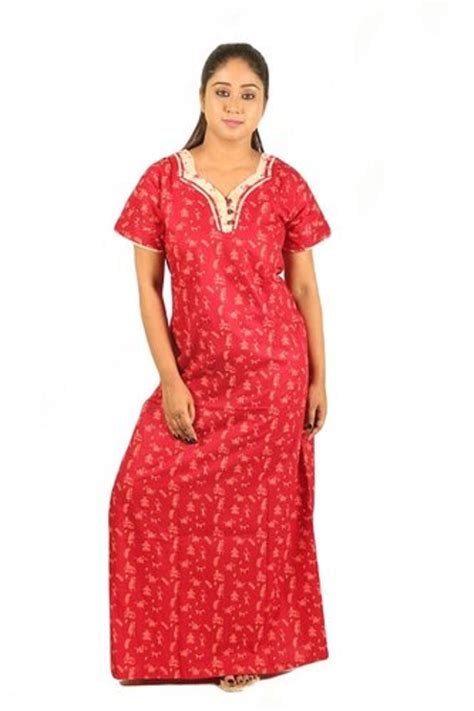 Cotton Printed Red Full Length Nighty Free Size At Rs 210piece In North 24 Parganas