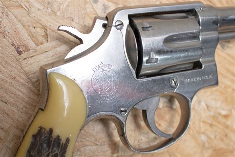 Smith And Wesson 38 Special Police Trade In Revolver With Nickel Finish