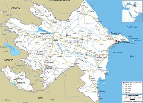 Road Map Of Azerbaijan Ezilon Maps