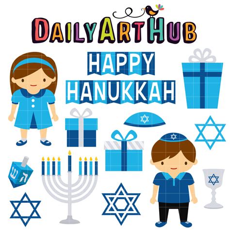 Happy Hanukkah Clip Art Set Daily Art Hub Graphics Alphabets And Svg