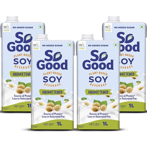So Good Soy Milk 4 Litre 4 X 1000 Ml Unsweetened Soya Milk