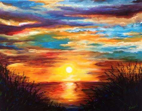 Marsh Tide Sunset Painting By Ferrand Artmajeur