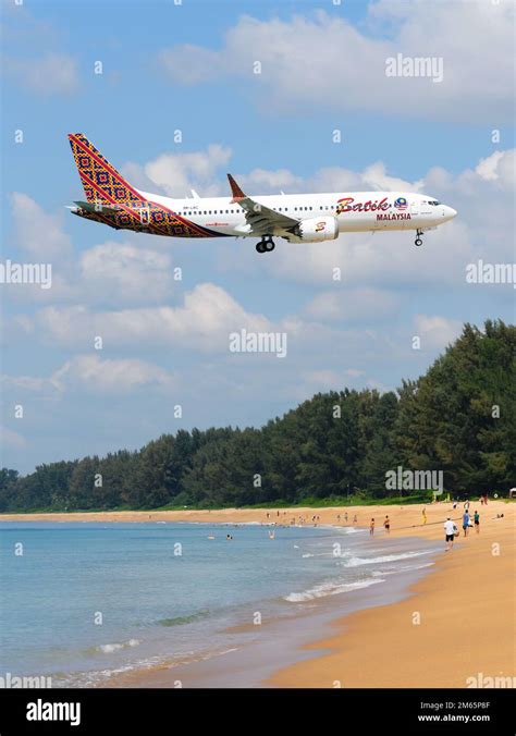 Batik Air Boeing 737 Max Aircraft Over Mai Khao Beach Plane Of