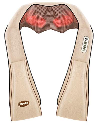Naipo Neck And Shoulder Shiatsu Kneading Massager With Heat Deep Tissue 3d Electric Massage