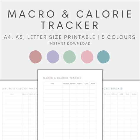 Macro Tracker Printable Calorie Tracker Food Diary Printable Food Log Weight Loss Tracker