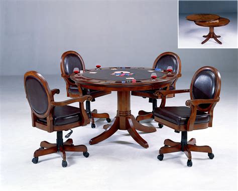 Antique ebonised round centre game card table victorian east lake 1880s. Card Game Table with Dining Top - Casual Round Table for the Game Room in Rich Cherry Finish ...