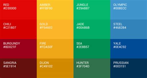 Color Chart With Color Names