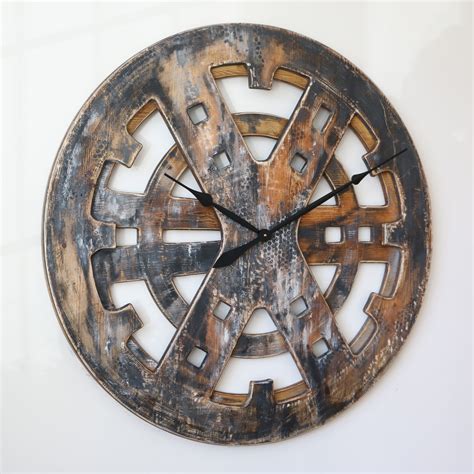 Industrial Clock Handmade From Wood And Hand Painted