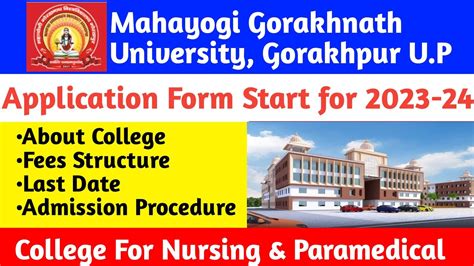 Mahayogi Gorakhnath University Admission 2023 Nursing Anm Gnm