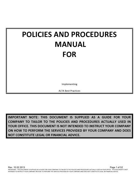 Small Business Policy And Procedures Manual Template