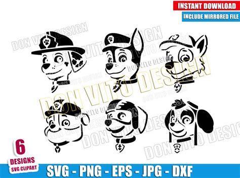 Cricut Svg Paw Patrol Face Svg Silhouette Cut File Instant Download Dxf Co Craft Supplies
