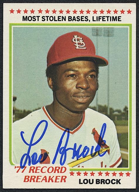 Instead of a ball and bat, he swatted rocks with tree branches. Lou Brock Signed 1978 Topps #1 Baseball Card (PA COA) | Pristine Auction