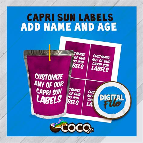 Capri Sun Custom Labels Add The Name And Or Age Or Change Etsy