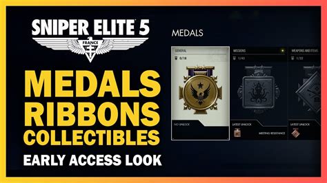 Sniper Elite 5 Medals Ribbons Collectibles Service Record Early