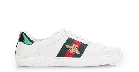 Gucci Leather Ace Bee Embroidered Sneakers In White For Men Lyst