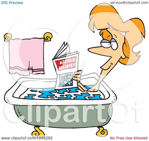royalty free rf clip art illustration of a cartoon woman reading in the bath tub by toonaday