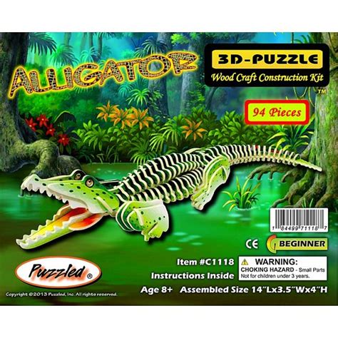 Alligator Illuminated 3d Wooden Puzzle Wooden Models And Kits